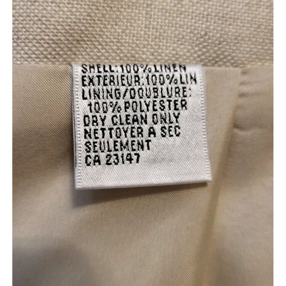 Talbots 100% Irish Linen Pants Lined Side Zip Beige Sz 16p - Picture 7 of 7